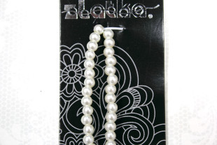 Бусины стеклянные под жемчуг 8 мм 54 шт на нити №03 св.кремовый